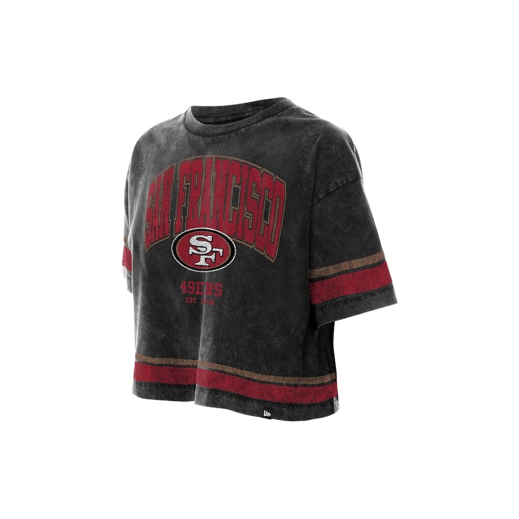 San Francisco 49ers New Era Women's Lifestyle Mineral Wash Boxy Cropped T-Shirt