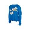 Los Angeles Chargers New Era Women's Cropped Oversized Long Sleeve T-Shirt - Blue - Detail View