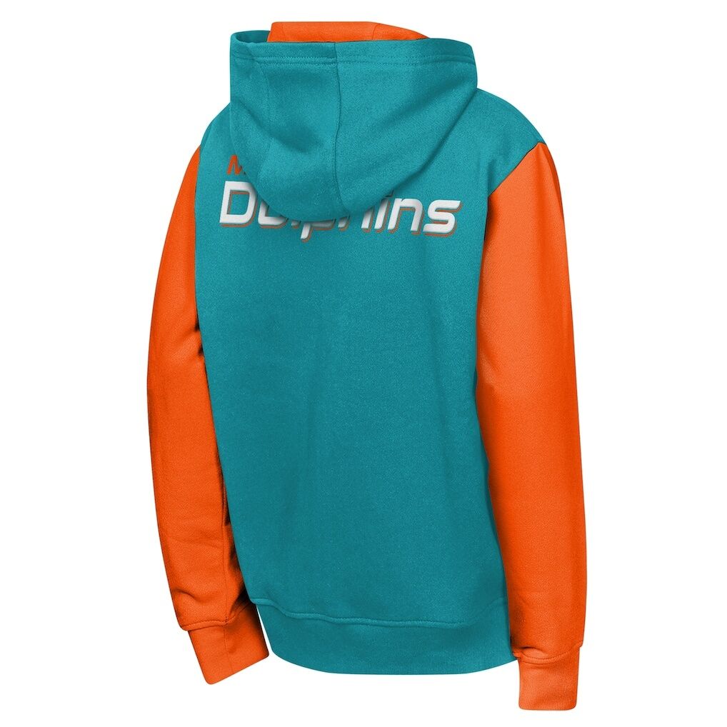 Miami Dolphins Outerstuff Youth Stadium Colorblock Full-Zip Hoodie - Aqua