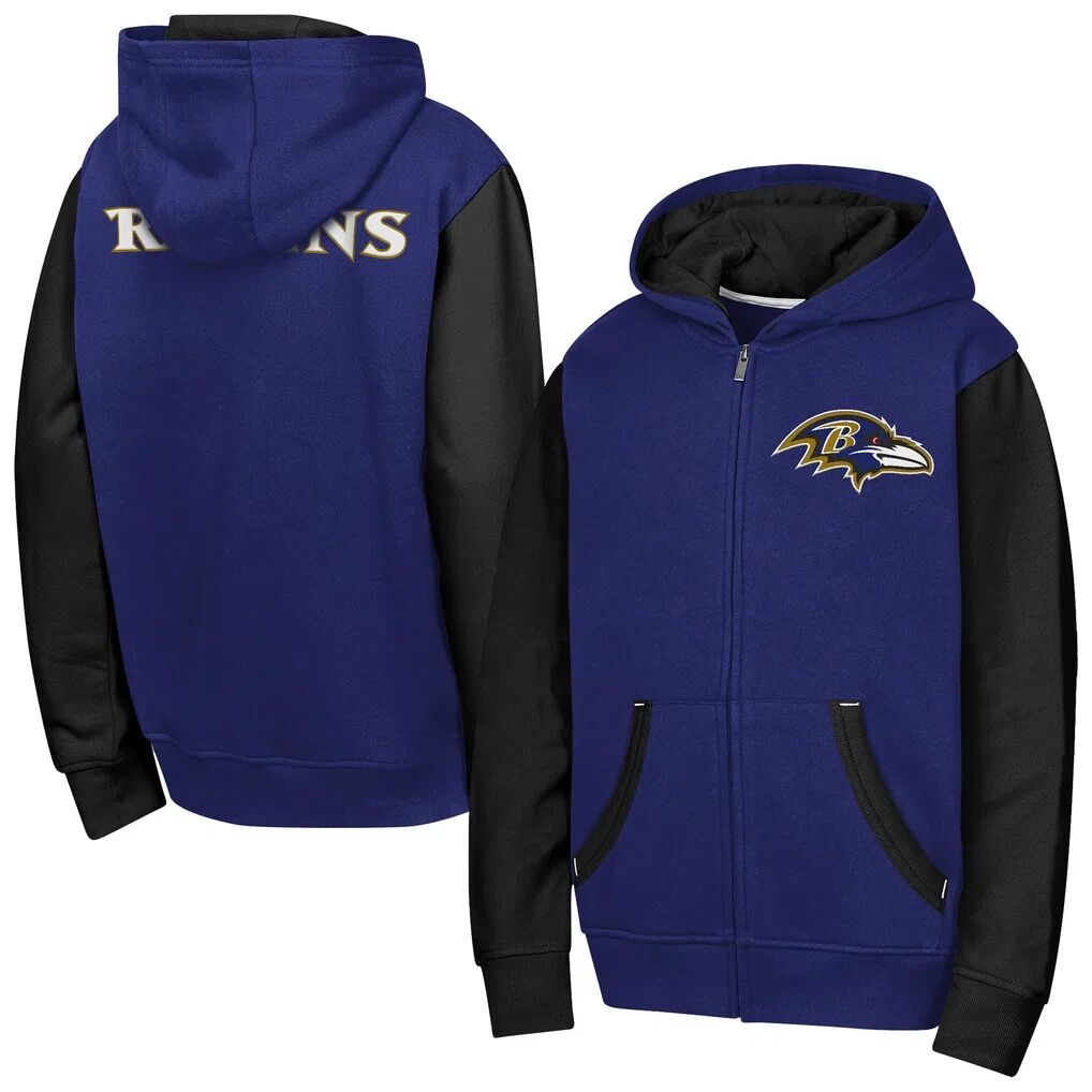 Baltimore Ravens Outerstuff Youth Stadium Colorblock Full-Zip Hoodie