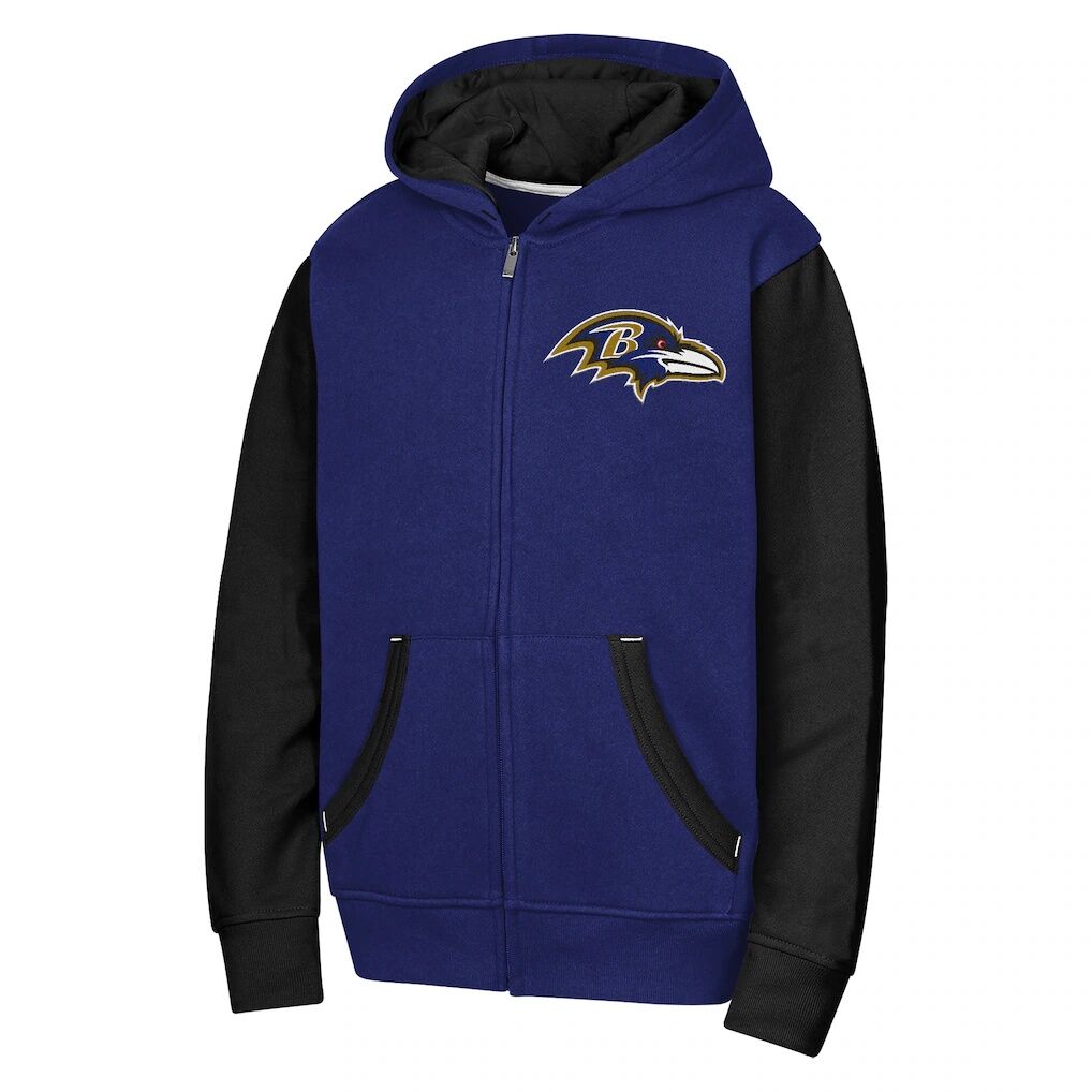 Baltimore Ravens Outerstuff Youth Stadium Colorblock Full-Zip Hoodie