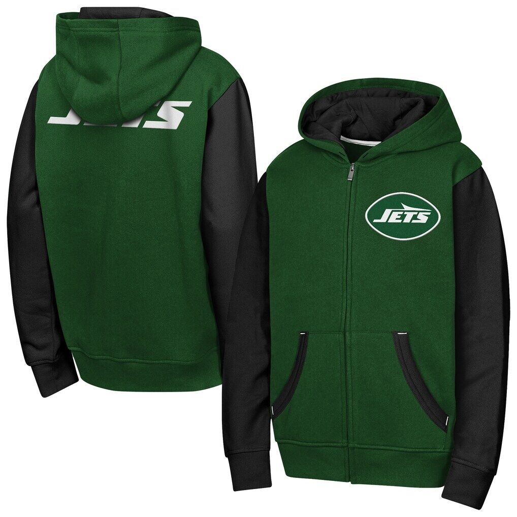 New York Jets Outerstuff Youth Stadium Colorblock Full-Zip Hoodie