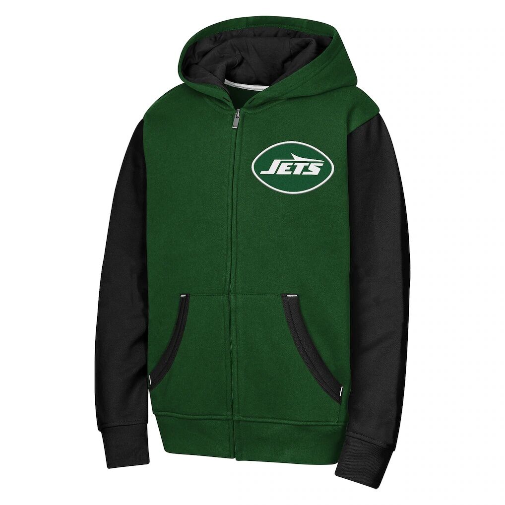 New York Jets Outerstuff Youth Stadium Colorblock Full-Zip Hoodie