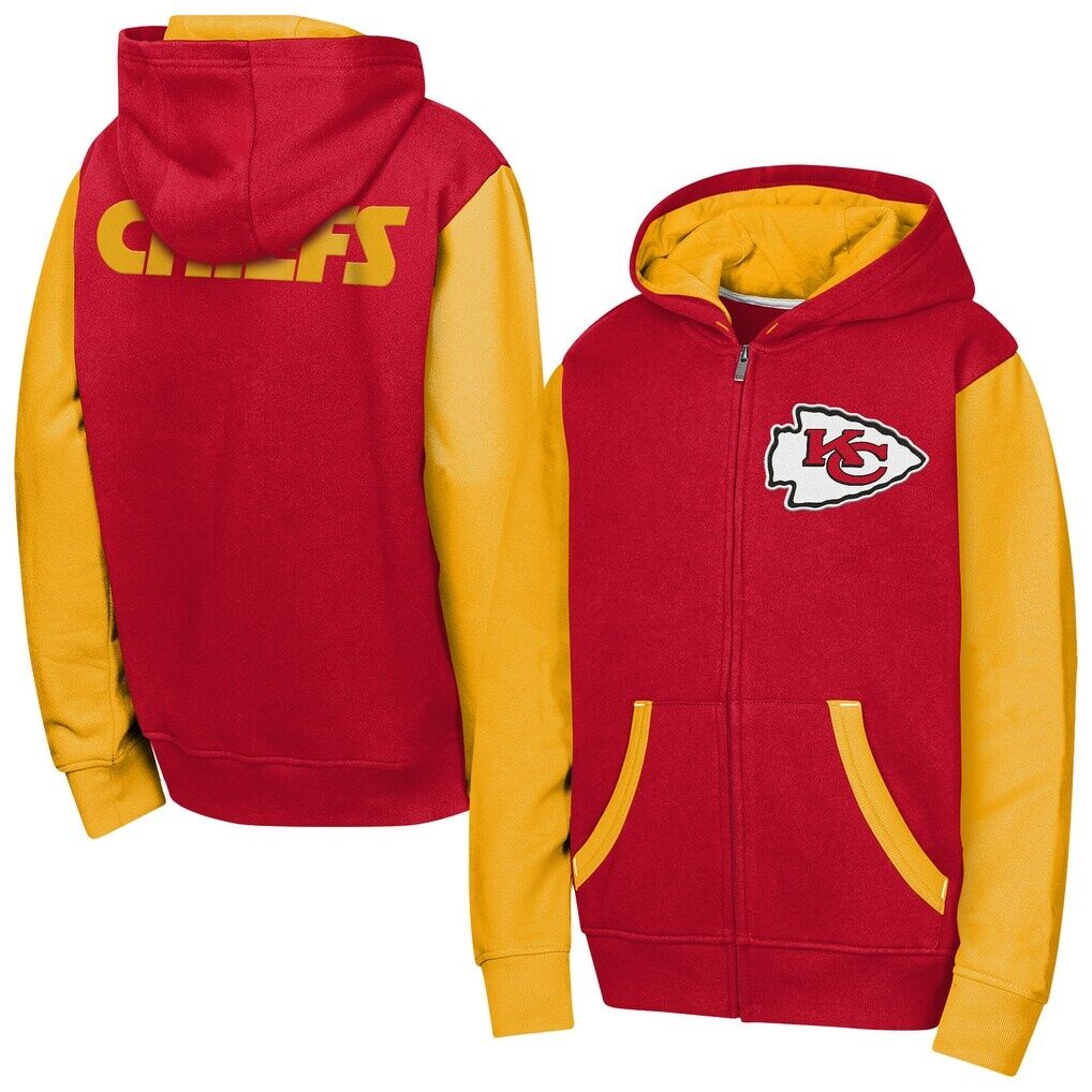 Kansas City Chiefs Outerstuff Youth Stadium Colorblock Full-Zip Hoodie