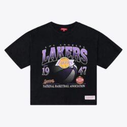 Los Angeles Lakers Mitchell & Ness Women's Street Graphic T-Shirt - Black - Front View