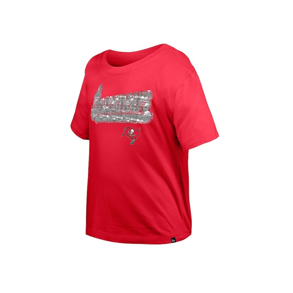 Tampa Bay Buccaneers New Era Girls  Youth Flip Sequin Boxy T-Shirt