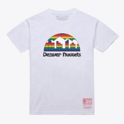Denver Nuggets Mitchell & Ness Unisex Hardwood Classics Arch T-Shirt - White - Front View