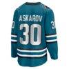 Yaroslav Askarov San Jose Sharks Fashion7 Home Breakaway Jersey - Teal - Detail View