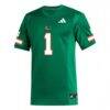#1 Miami Hurricanes adidas Replica Football Jersey - Green - Side View
