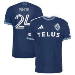 Brian White Vancouver Whitecaps FC adidas 2026 The Coastal Jersey On-Field Authentic Patch Jersey - Blue - Front View