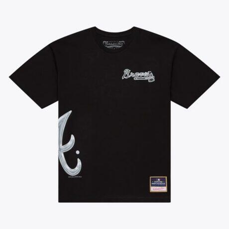 Atlanta Braves Mitchell & Ness Chrome Heritage T-Shirt - Black - Front View