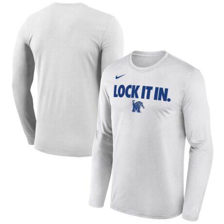 Memphis Tigers Nike 2026 On-Court Bench Long Sleeve T-Shirt - White - Front View