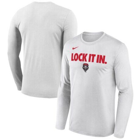 New Mexico Lobos Nike 2026 On-Court Bench Long Sleeve T-Shirt - White - Front View