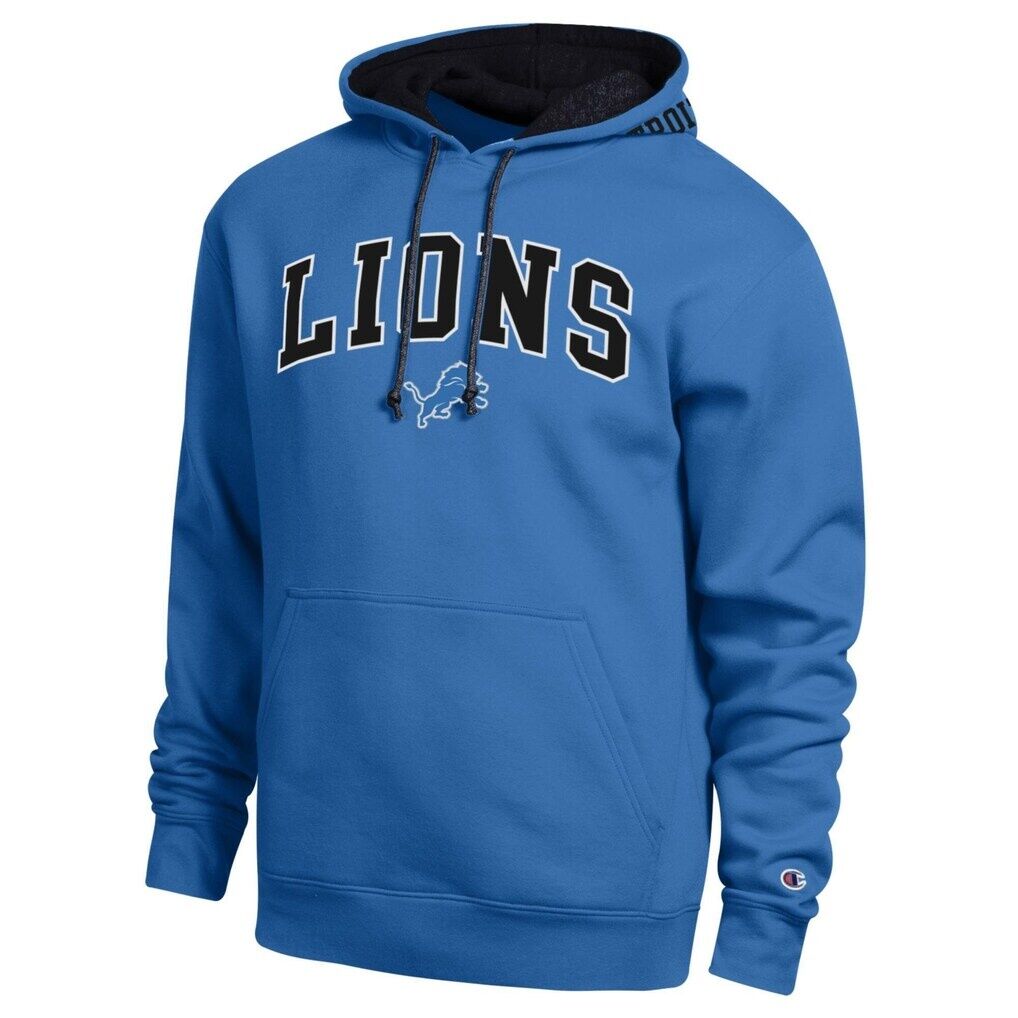 Detroit Lions Champion Contrast Hoodie - Blue/Black