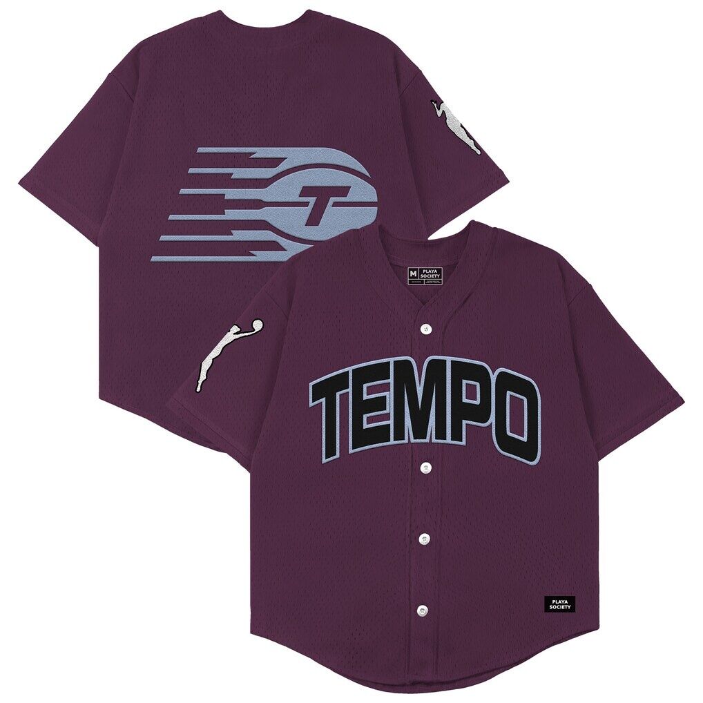 Toronto Tempo Playa Society Unisex Baseball Fashion Jersey - Burgundy