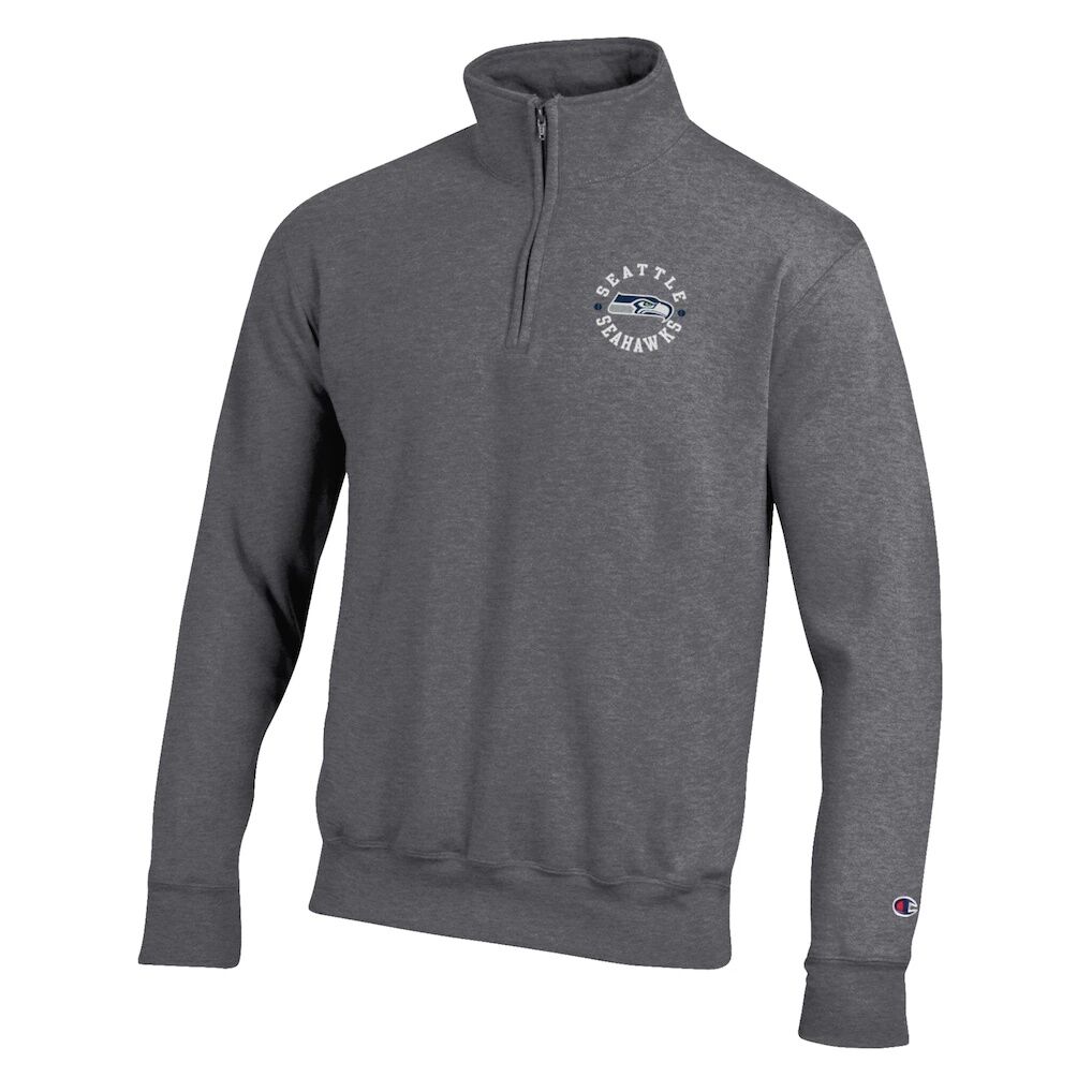 Seattle Seahawks Champion Powerblend Quarter-Zip Pullover - Heather Gray