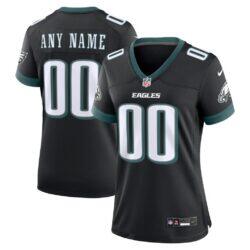 Philadelphia Eagles Nike Women's Alternate Custom Game Jersey - Black - Front View