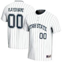 Utah State Aggies GameDay Greats Unisex NIL Pick-A-Player Lightweight Softball Fashion Jersey - White - Front View