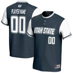 Utah State Aggies GameDay Greats Youth NIL Pick-A-Player Lightweight Softball Fashion Jersey - Navy - Front View