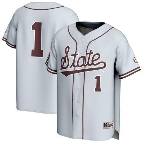 Mississippi State Bulldogs GameDay Greats Youth Lightweight Collegiate Baseball Fashion Jersey - Gray - Front View