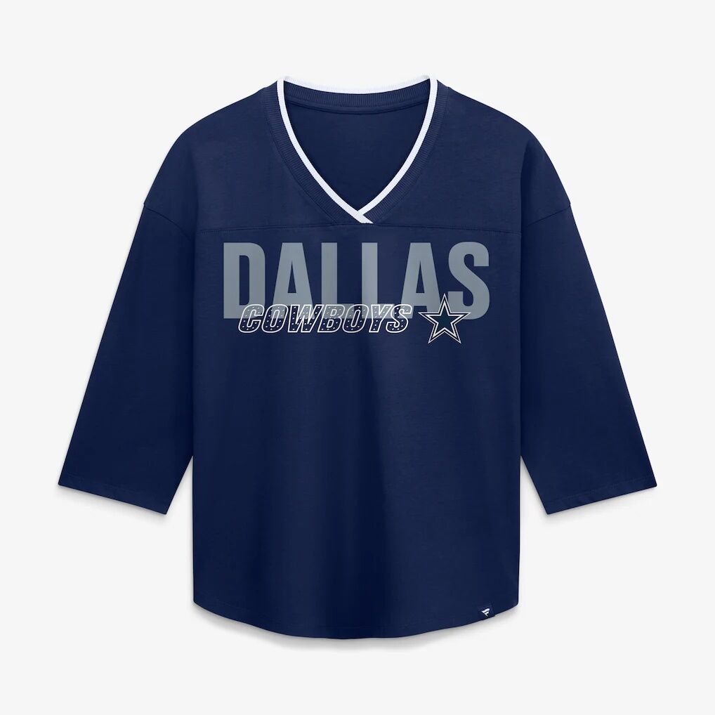 Dallas Cowboys Fashion7 Women's Plus Size Deceptive Juke 3/4-Sleeve V-Neck T-Shirt