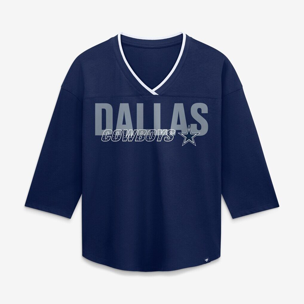 Dallas Cowboys Fashion7 Women's Plus Size Deceptive Juke 3/4-Sleeve V-Neck T-Shirt