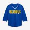 Los Angeles Rams Fashion7 Women's Plus Size Deceptive Juke 3/4-Sleeve V-Neck T-Shirt - - Back View