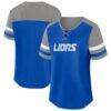 Detroit Lions Fashion7 Women's Plus Size Throwback Curl Route Lace-Up T-Shirt - - Front View