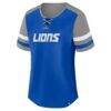 Detroit Lions Fashion7 Women's Plus Size Throwback Curl Route Lace-Up T-Shirt - - Side View
