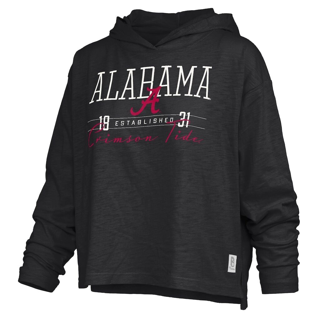 Alabama Crimson Tide Pressbox Women's Castillo Slub Waist Length Long Sleeve Hooded T-Shirt
