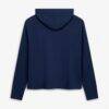 Michigan Wolverines Pressbox Women's Castillo Slub Waist Length Long Sleeve Hooded T-Shirt - Navy - Side View