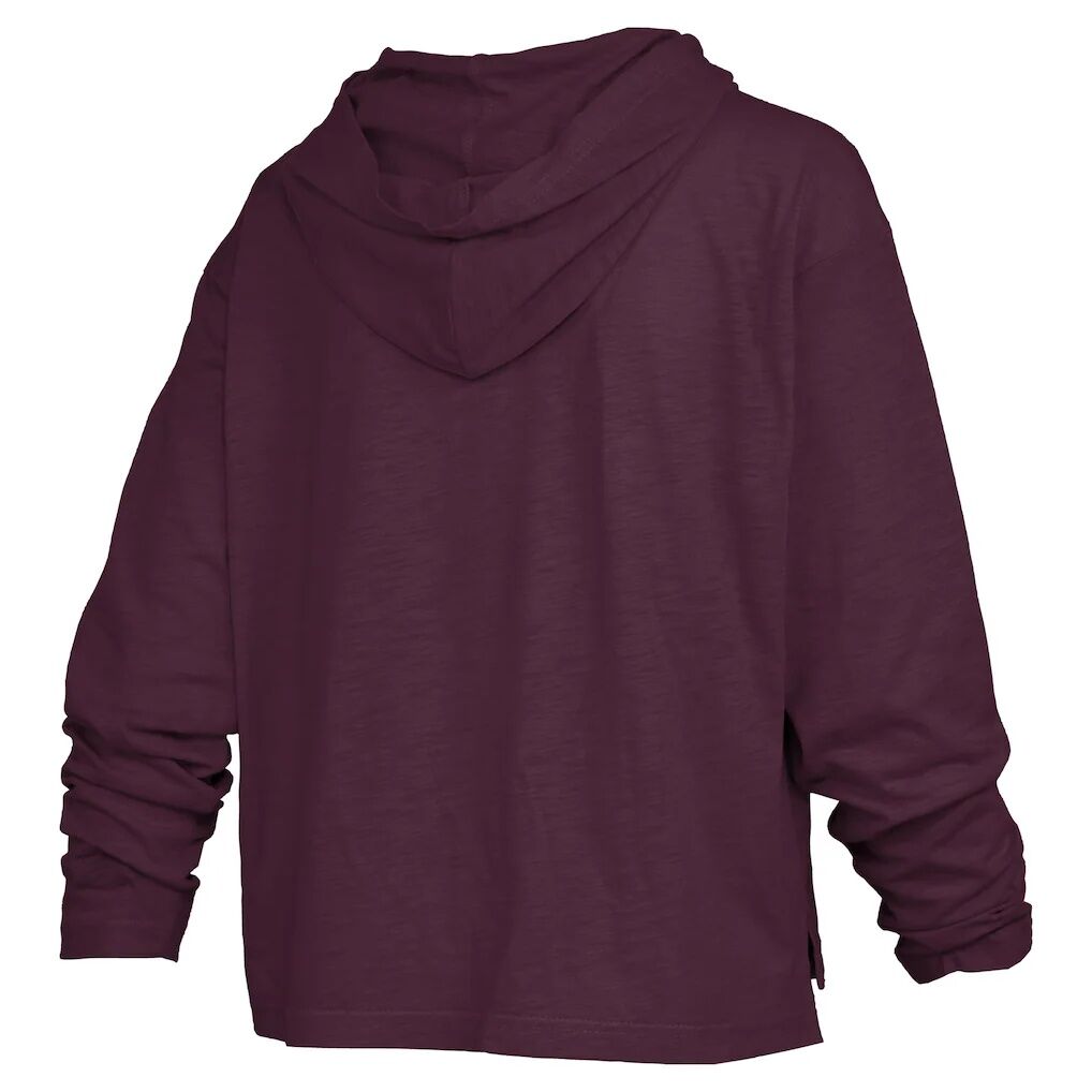 Virginia Tech Hokies Pressbox Women's Castillo Slub Waist Length Long Sleeve Hooded T-Shirt - Maroon