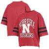 Nebraska Huskers Pressbox Women's Wayne Tyler Cropped T-Shirt - - Front View