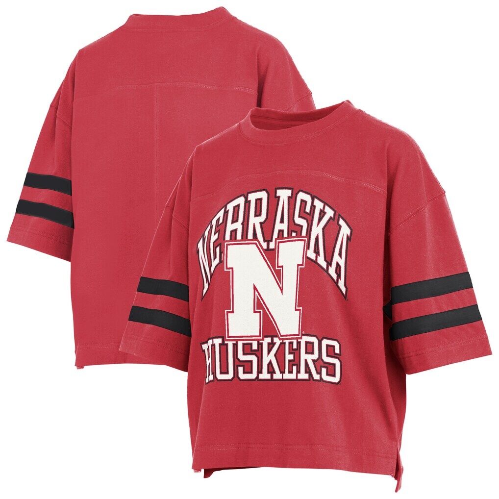 Nebraska Huskers Pressbox Women's Wayne Tyler Cropped T-Shirt - Scarlet