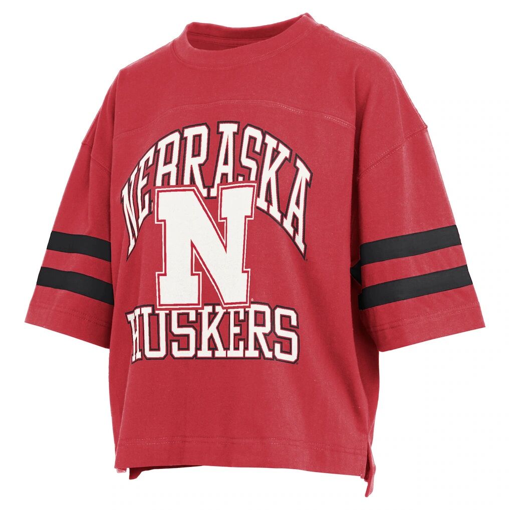Nebraska Huskers Pressbox Women's Wayne Tyler Cropped T-Shirt - Scarlet