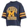 Michigan Wolverines Pressbox Women's Wayne Tyler Cropped T-Shirt - Navy - Side View
