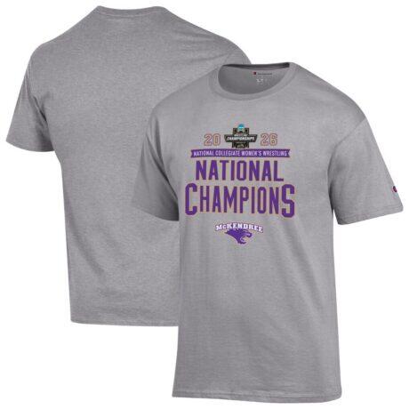 McKendree Bearcats Champion Unisex 2026 NCAA Women's Wrestling National Champions T-Shirt - Gray - Front View