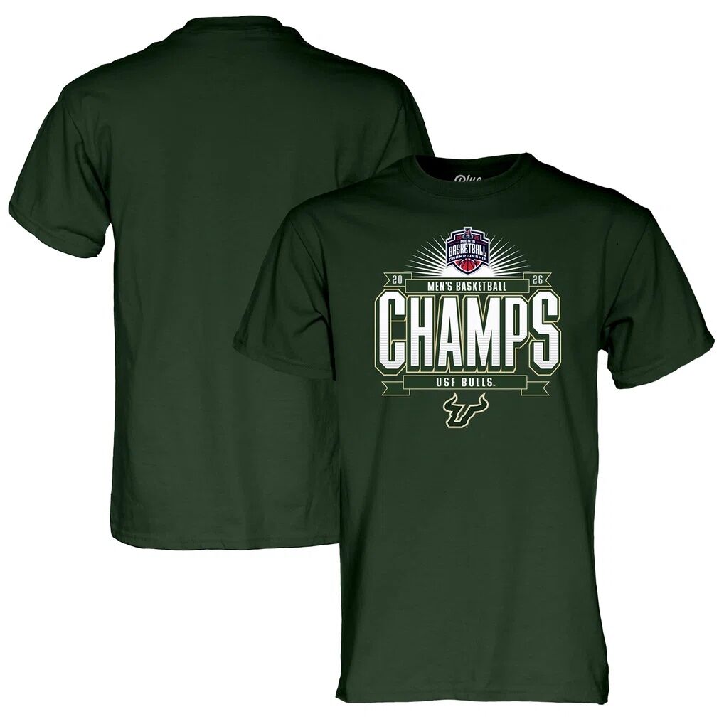 South Florida Bulls Blue 84 Unisex 2026 American Conference Men's Basketball Tournament Champions T-Shirt