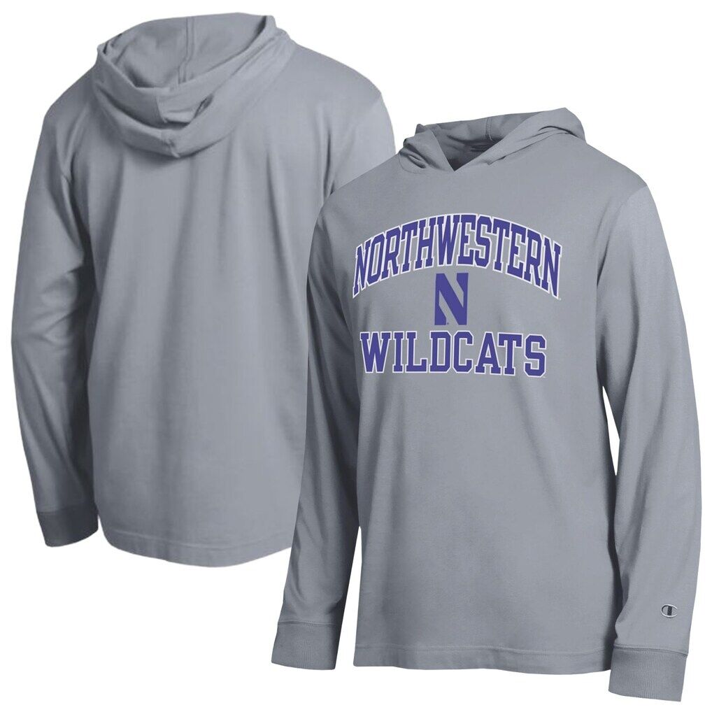 Northwestern Wildcats Champion High Motor All-Star Long Sleeve Hooded T-Shirt - Heather Gray