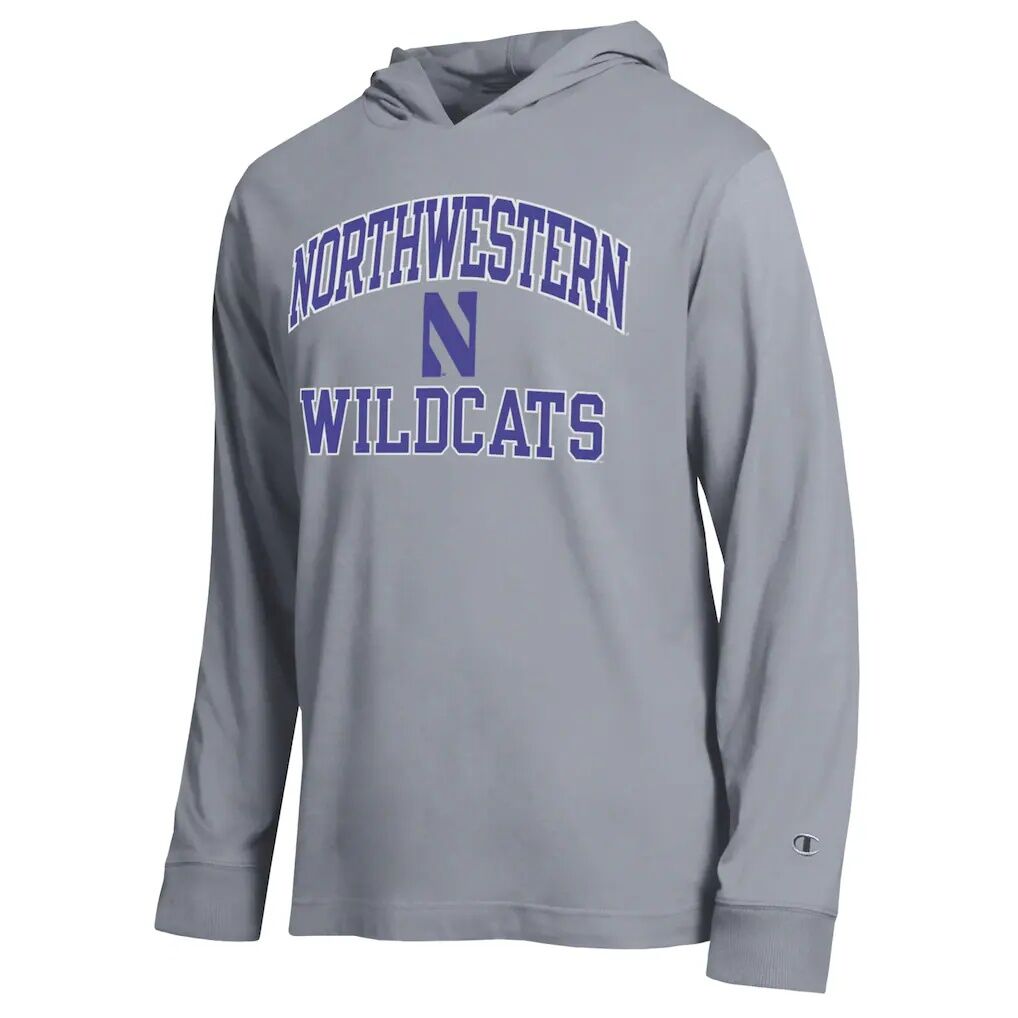 Northwestern Wildcats Champion High Motor All-Star Long Sleeve Hooded T-Shirt - Heather Gray