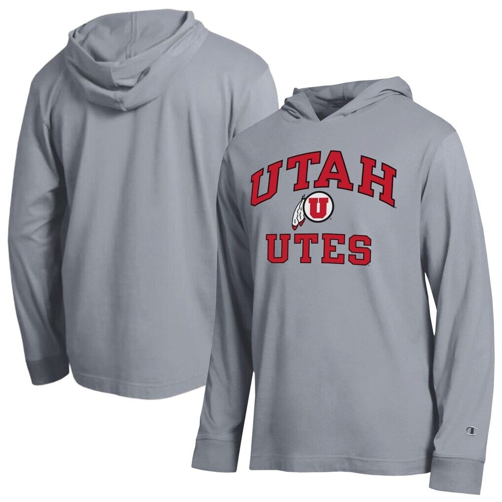 Utah Utes Champion High Motor All-Star Long Sleeve Hooded T-Shirt - Heather Gray