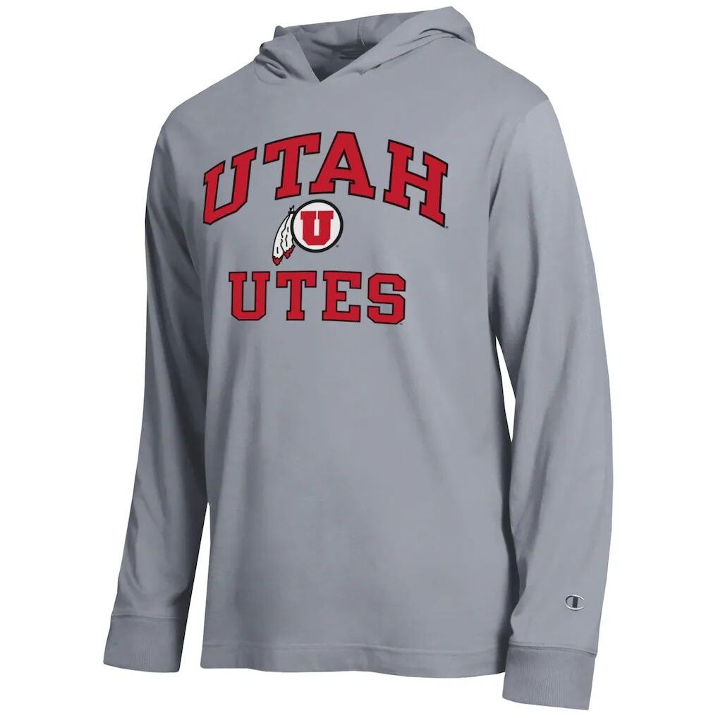 Utah Utes Champion High Motor All-Star Long Sleeve Hooded T-Shirt - Heather Gray