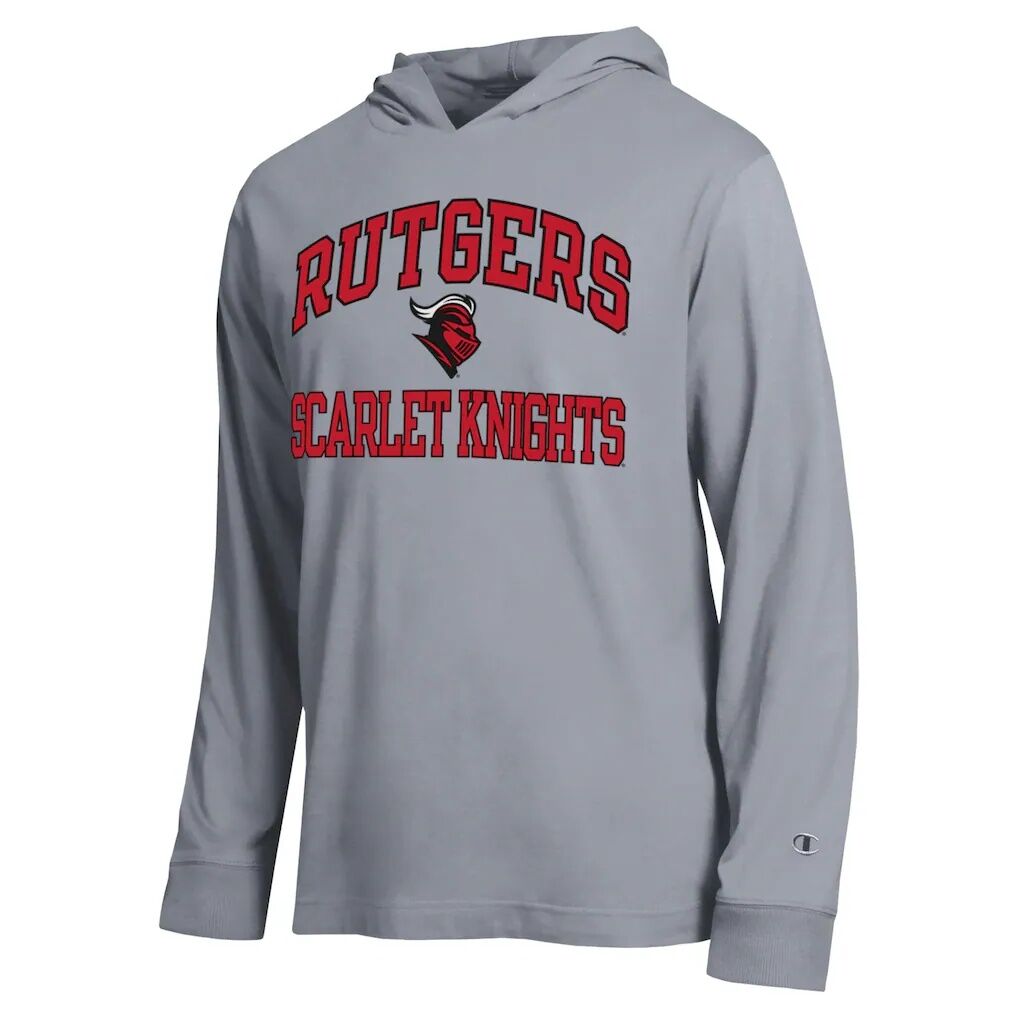 Rutgers Scarlet Knights Champion High Motor All-Star Long Sleeve Hooded T-Shirt - Heather Gray