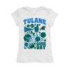 Tulane Green Wave Vive La Fete Girls Toddler All-Star Game Day Sports Fitted T-Shirt - White - Front View