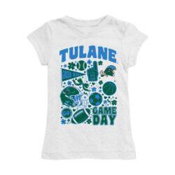 Tulane Green Wave Vive La Fete Girls Youth All-Star Game Day Sports Fitted T-Shirt - White - Front View