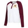 Washington Commanders WEAR by Erin Andrews Women's Henley Long Sleeve Raglan T-Shirt - - Detail View