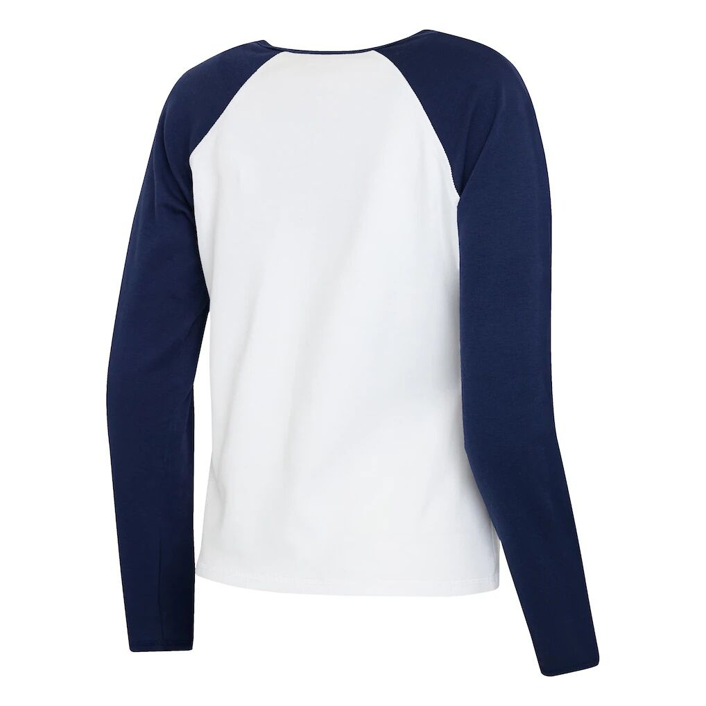 New England Patriots WEAR by Erin Andrews Women's Henley Long Sleeve Raglan T-Shirt - White/Navy