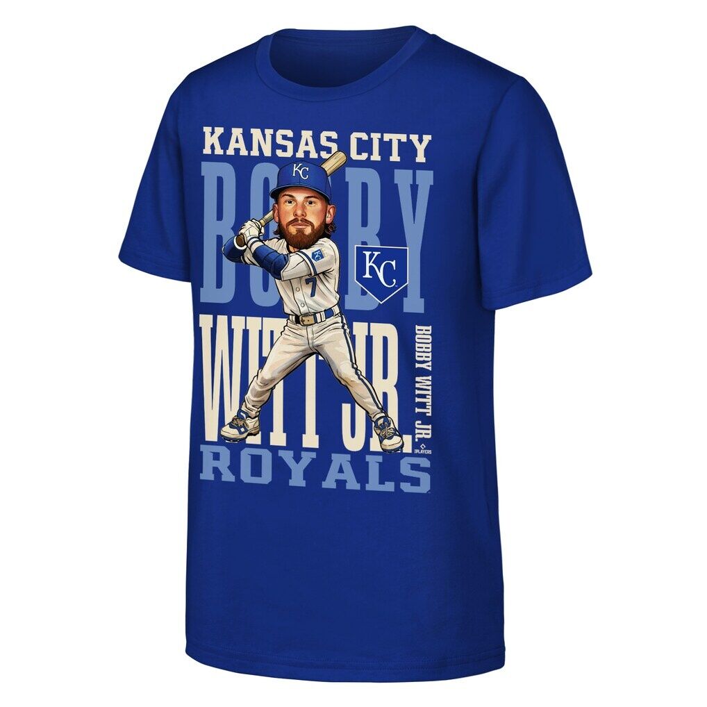 Bobby Witt Jr. Kansas City Royals Outerstuff Youth Caricature Clash T-Shirt - Royal