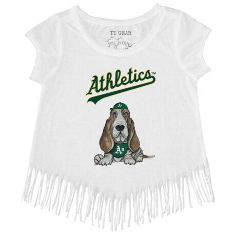 Athletics Tiny Turnip Girls Toddler Puddy Fringe T-Shirt - White - Front View