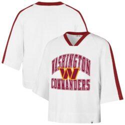 Washington Commanders '47 Women's Big Overarch Drop Needle Raglan V-Neck T-Shirt - White - Front View